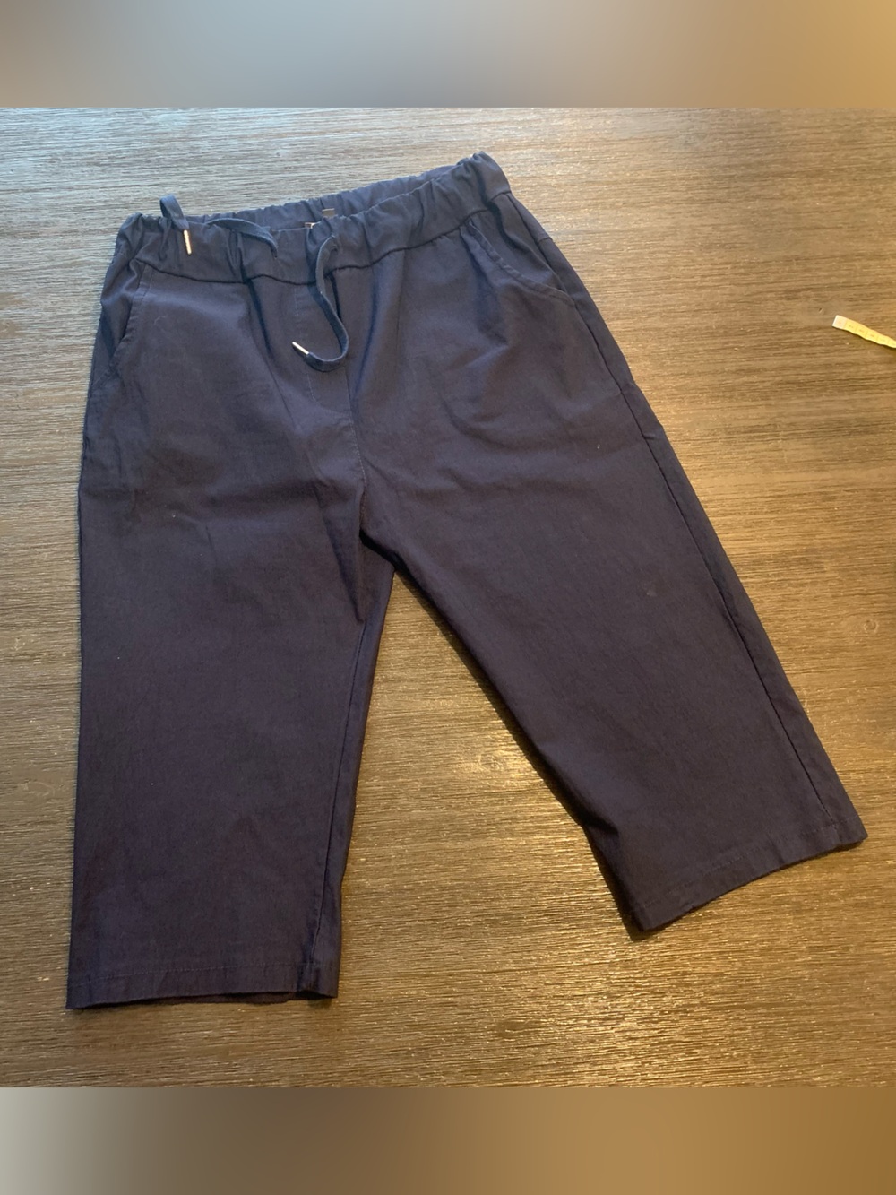 Women's Navy Drawstring Crop Jogger Shorts